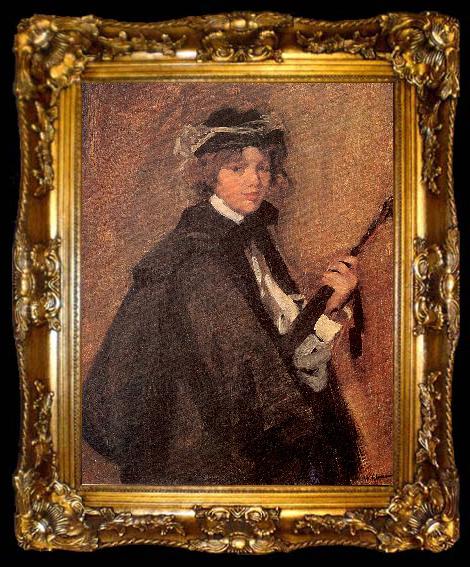 framed  Glackens, William James Girl in a Black Cape, ta009-2